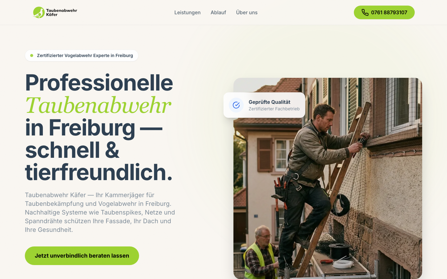 Taubenabwehr Käfer